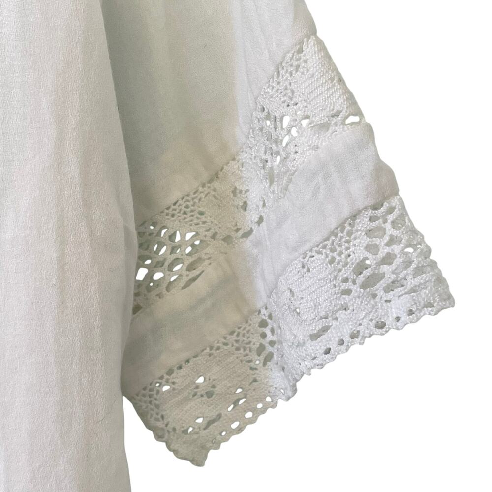 Old Navy Maternity Dress M White Cotton Crochet Ethereal Short Sleeve Peasant - Picture 4 of 7